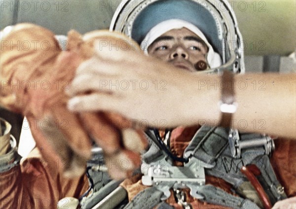 Cosmonaut nikolayev aboard soyuz-9, 1970.