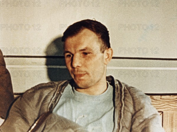 Soviet cosmonaut yuri gagarin after his flight aboard vostok 1, april12,1961.