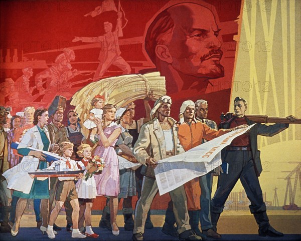 Builders of communism' a soviet poster from 1967.