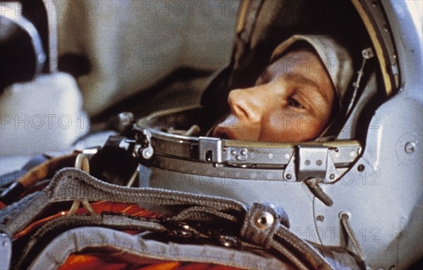 Soviet cosmonaut valentina tereshkova, the first woman in space, prior to her flight aboard vostok 6, june 16, 1963.