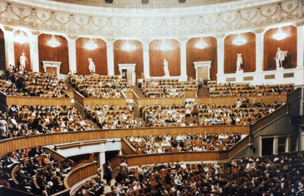 Interior of the opera house in novosibirsk, siberia, russia.