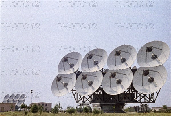 Antenna arrays for tracking the soviet space probes venera 5 and 6, 1969, this is a still from the film 'the storming of venus', produced by e, kuzis at the tsentrnauchfilm central scientific film studio, released on may 17, 1969.