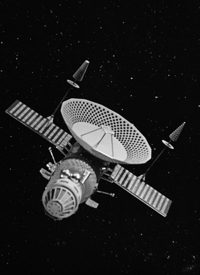 Soviet space probe venera 5 or 6 launched in january 1969, this is a still from the film 'the storming of venus', produced by e, kuzis at the tsentrnauchfilm central scientific film studio, released on may 17, 1969.