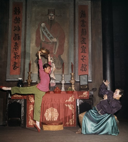 A scene from the revolutionary ballet called 'white haired girl' or 'girl with white hair', 1966.