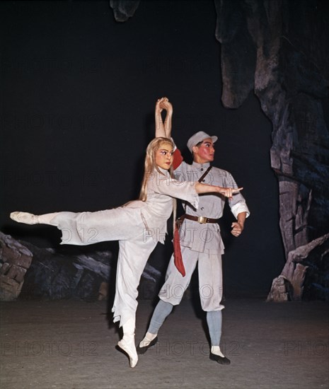 A scene from the revolutionary ballet called 'white haired girl' or 'girl with white hair', 1966.