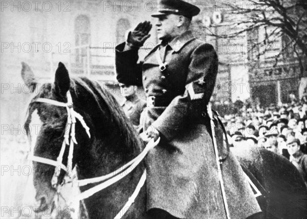 Commander georgy zhukov on horseback, 1936.