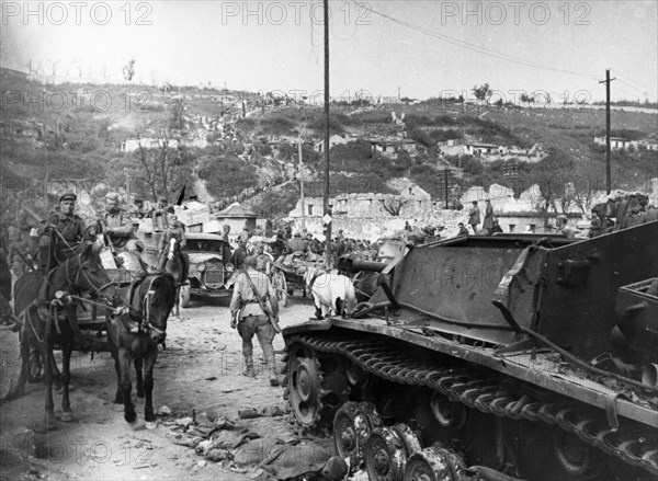 World war 2, on the streets of sevastopol in the crimea on may 10, 1944, the morning following it's liberation by the soviet army.