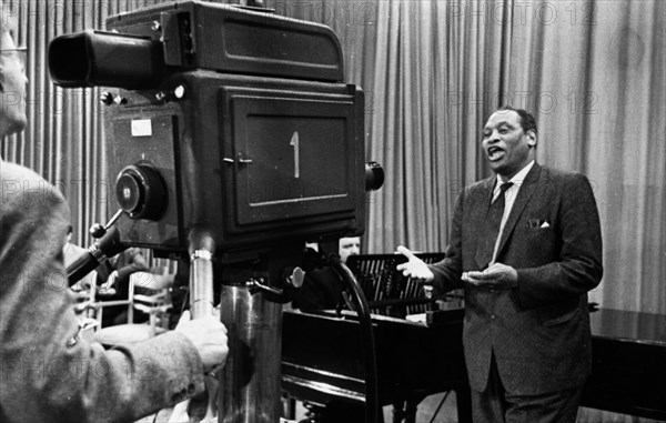 American singer and winner of the international lenin peace prize, paul robeson, making a television appearance during his stay in moscow, august 1958.