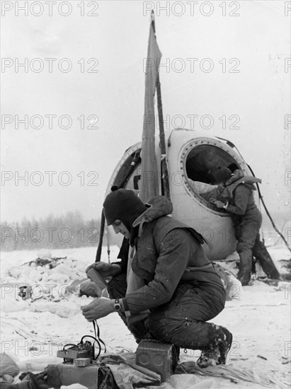 Soviet cosmonaut boris volynov in training, ussr, 1969.