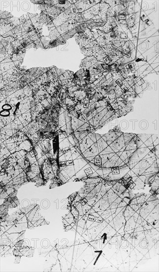 Part of the flight map found on u2 spy plane pilot francis gary powers after he was shot down over soviet territory on may 1st, 1960, ussr.