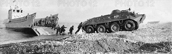 The red banner caucasian military district, apcs landing, october 1973.