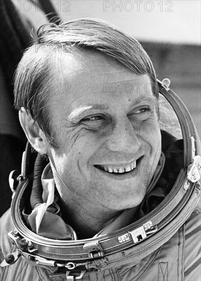 Soyuz 23, soviet cosmonaut, flight engineer valeri rozhdestvensky, november 1976.