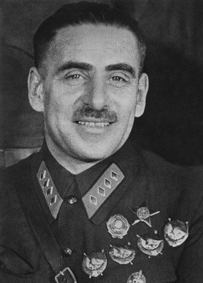 Blyukher, vasily konstantinovich (1889-1938), marshal of the soviet union, commanded soviet far east army during hostilities with china in 1929, was virtual dictator of russian far east, victim of great purge, 1938, september 1, 1935.