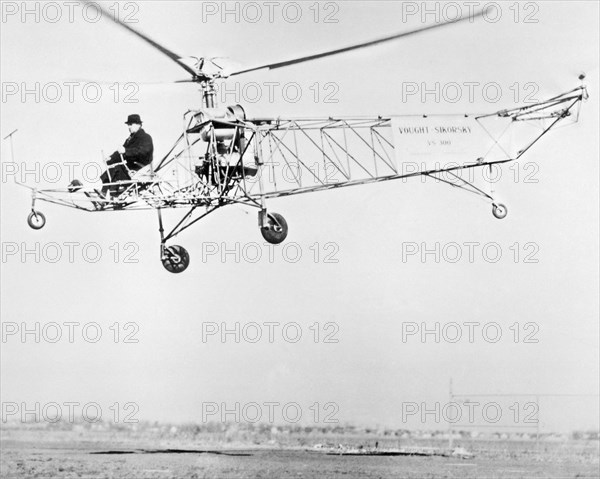 Igor sikorsky flying one of his early designs.