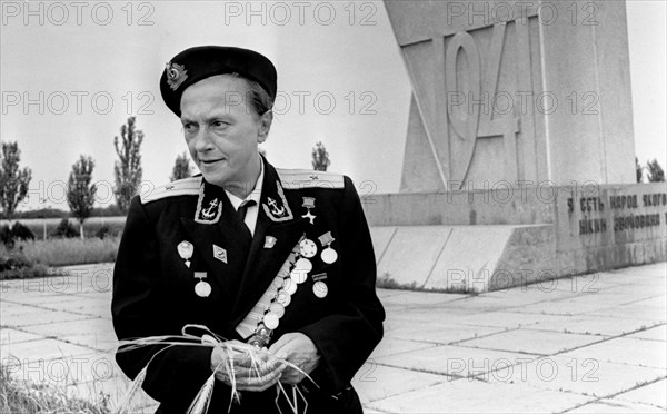 Ussr, odessa region, hero of the soviet union sniper lyudmila pavlichenko at the memorial to the heroic defense of odessa, june 1971.