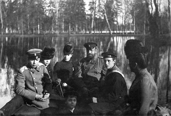 The photo 'emperor alexander lli with empress maria fyodorovna and children nicholas, george, michael and xenia in a boat' is on view at the exhibition 'empress maria fyodorovna, the return' in the state central modern russian history museum in moscow.