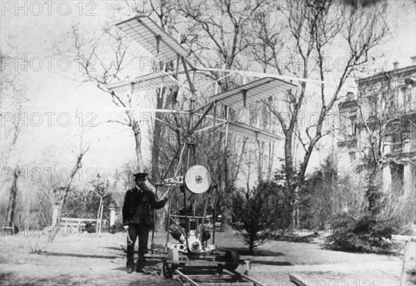 Igor sikorsky with one of his first helicopters in 1910.