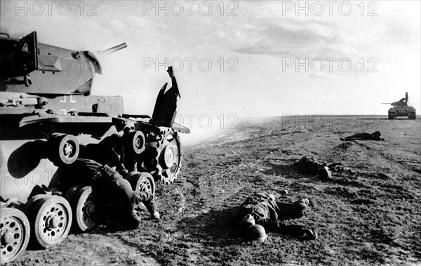 World war 2, stalingrad, ussr, september 1942: destroyed nazi tanks after attack near stalingrad.