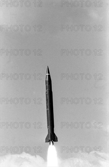 Skad rocket, russian federation, khabarovsk territory 1997, a successful launchingof a medium range rocket 'skad' was carried out in the far east military district, the rocket hit the target at the distance of 250 kilometers from the launching site, good results in combat launches of the rocket troops has become a tradition in the military district, ops: the skad rocket has just blasted off the launching site.