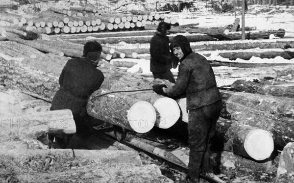 Gulag: ussr: prisoners working in camp 013, ozerlag, in 1951.