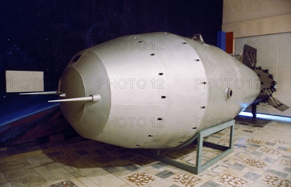 A model of a russian h-bomb, the most powerful in the world, displayed at the nuclear weapons museum in chelyabinsk, the bomb was tested 1961, 1991.