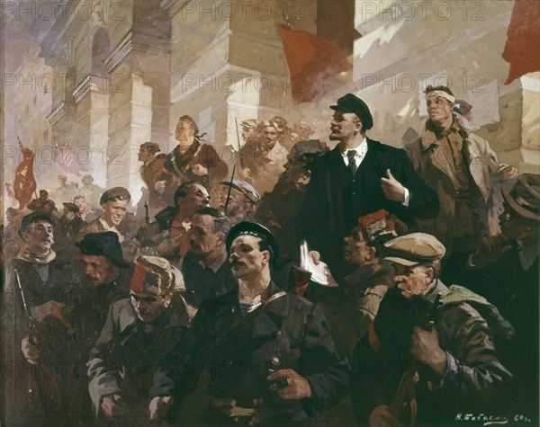 'lenin at finland station in petrograd'.