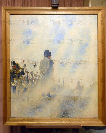 Moscow, russia, painting 'napoleon near moscow, waiting for a boyar deputation' by artist vasily vereshchagin on display in the state history museum at the exhibition commemorating the 200th anniversary of the patriotic war of 1812 against napoleon.