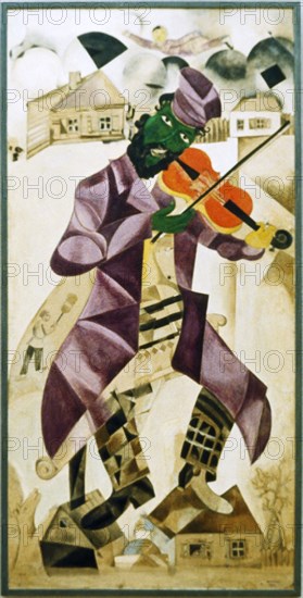 Music' (1920) by marc chagall, one of four panels for the wall of the moscow jewish theater on display at the tretyakov gallery.