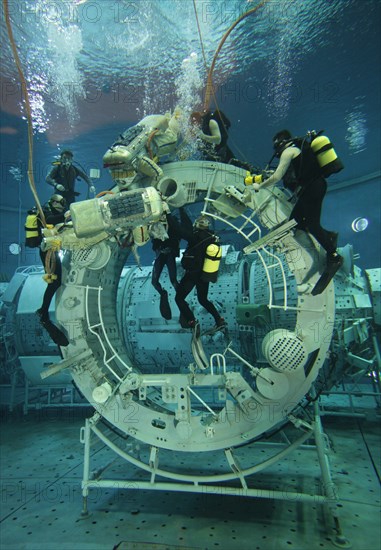 Star city, moscow region, russia, march 3, 2010, cosmonauts inside a weightless environment training facility at gagarin cosmonaut training centre, star city.