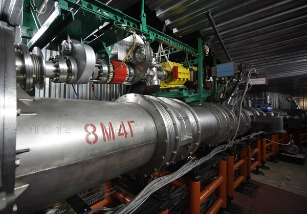 Moscow region, russia, march 30, 2010, parts of superconductive accelerator for cores and heavy ions seen at the high energy physics lab of the joint institute for nuclear research in dubna town.