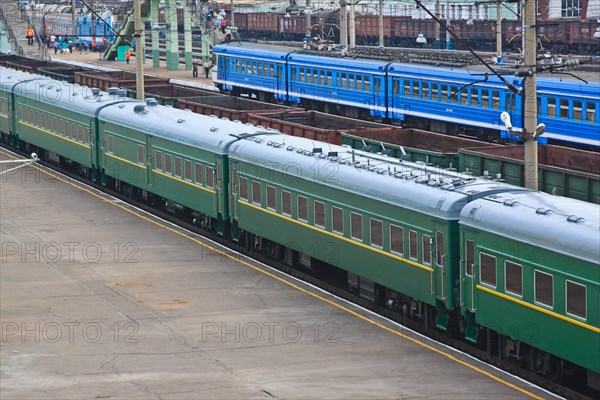 Buryatia, russia, august 23, 2011, the armoured train of kim jong-il (kim jong il), the leader of the democratic people's republic of korea (north korea), the chairman of the national defense commission, general secretary of the workers' party of korea, arrived at the railway station in ulan-ude city.