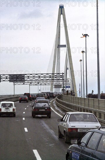 A new ring road's section from a cable bridge to the 'rossia' federal route (moscow highway) was opened for traffic, st, petersburg, russia, august 30, 2005.