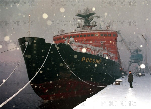 Russian atomic ice-breaker 'rossia', at her mooring in murmansk transpolar sea-port