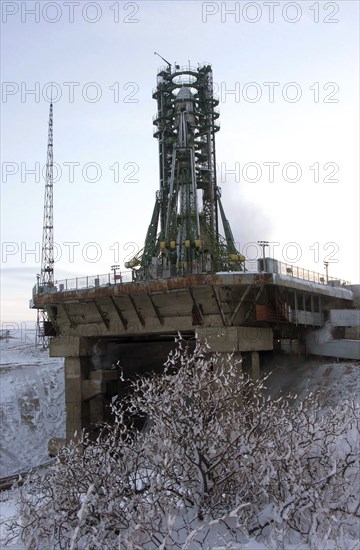 A russian carrier rocket soyuz-fg with the first satellite of the european global positioning system galileo is about to blast off from a launch pad at the baikonur cosmodrome in kazakhstan, december 28, 2005.