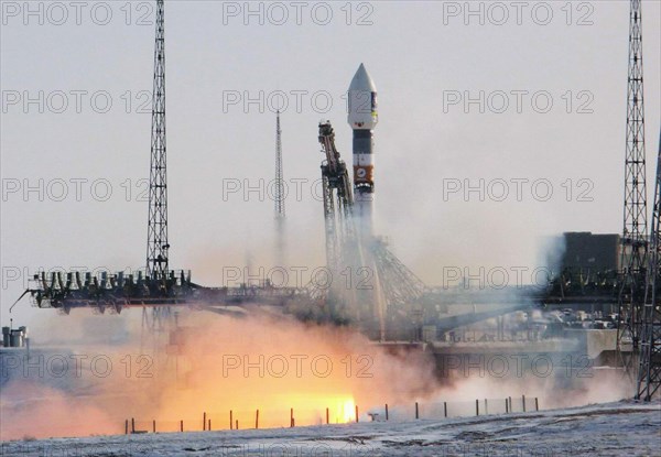 A russian carrier rocket soyuz-fg with the first satellite of the european global positioning system galileo is about to blast off from a launch pad at the baikonur cosmodrome in kazakhstan, december 28, 2005.