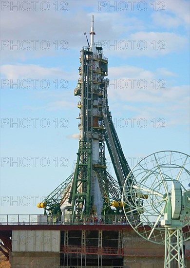 Soyuz tma-9 rocket with the 14th iss crew on board seen before blasting off from a launch pad at baikonur cosmodrome in kazakhstan, september 18, 2006.