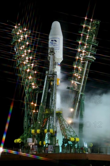 Soyuz-2 launch vehicle carrying european metop meteorological satellite is seen on the launch site of baikonur cosmodrome in kazakhstan, october 20, 2006.