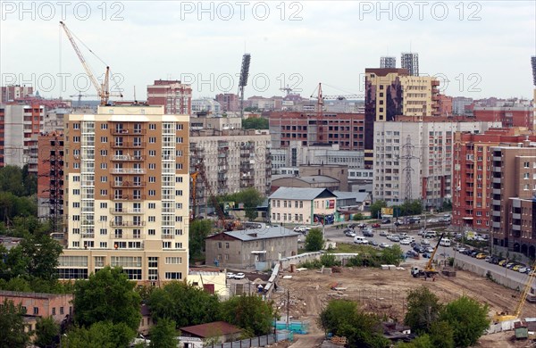 New construction in a residential district of novosibirsk, russia, may 2007.