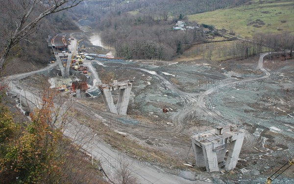 On the construction site of the federal highway dzhubga-sochi, krasnodar region, russia, december 23, 2007.