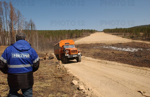 Zabaikalsky region, russia, may 6, 2008, at the section of the federal highway a-166 chita-zabaykalsk near the bridge across the ingoda river.