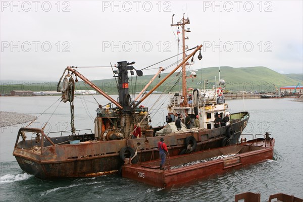 Salmon fishing, fishing boats on the ozernaya river in kamchatka, russia, july 21, 2008.