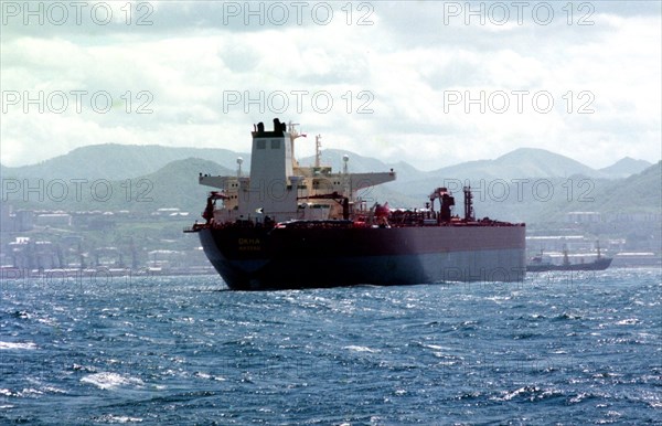 Yuzhno-sakhalinsk, russia, june 25 1999: a view of a new,158,000-tonne tanker, okha