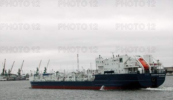 New tanker 'captain barmin'at the volgotanker shipping company, astrakhan, russia, october 18, new tanker 'captain barmin', with cargo-carryin capacity of 6 thousand tones, introduced at the volgotanker shipping company fleet.