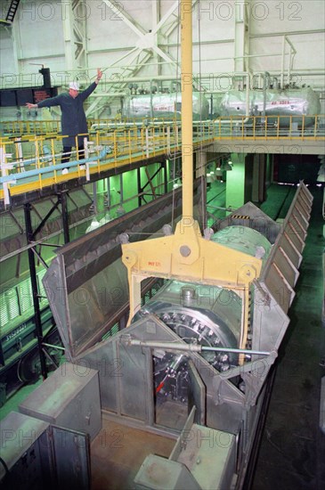 Krasnoyarsk territory,russia, november 28 2002: interior view of the nuclear waste storage ,one the biggest in russia, built at the zheleznogorsk mining and chemical enterprise , spent nuclear fuel is delivered here in special containers from nuclear power plants of russia, ukraine and bulgaria , (photo vitaly ivanov).