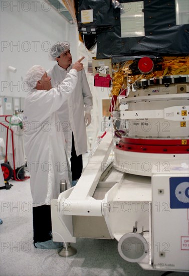 Caption: tas04: kazakhstan, may 23, 2003, european specialisnts (in pic) during the preparation of 'mars-express' space shuttle's launch scheduled for june, 2, 2003, (photo itar-tass / sergei kazak) .