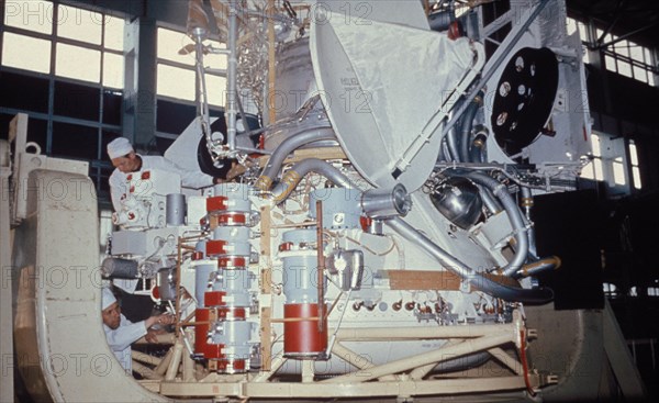 Soviet space probe venera 11 or 12 being prepared for launch in september 1978, they were launched 5 days apart.