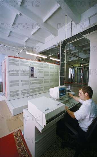 A fibre-optic telephone exchange in nizhny novgorod, russia, august 1997.