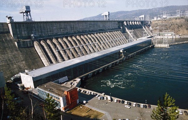 The krasnoyarsk dam and hydroelectric power station in russia, two of it's generators stand idle due to lack of funds for repairs.