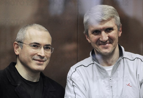 Moscow, russia, december 30, 2010, former yukos chief mikhail khodorkovsky (l) and his business partner