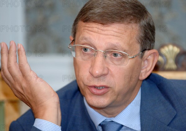 Moscow, russia,  june 8, 2006, chairman of the 'sistema' joint-stock financial corporation (jsfc) board of directors vladimir yevtushenkov seen at a press conference, where the operation of the company was discussed.